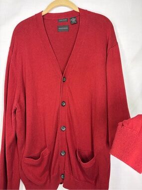 Madison Soft Warm Simple Burgundy Red Cotton Cashmere Blend Cardigan Size XL